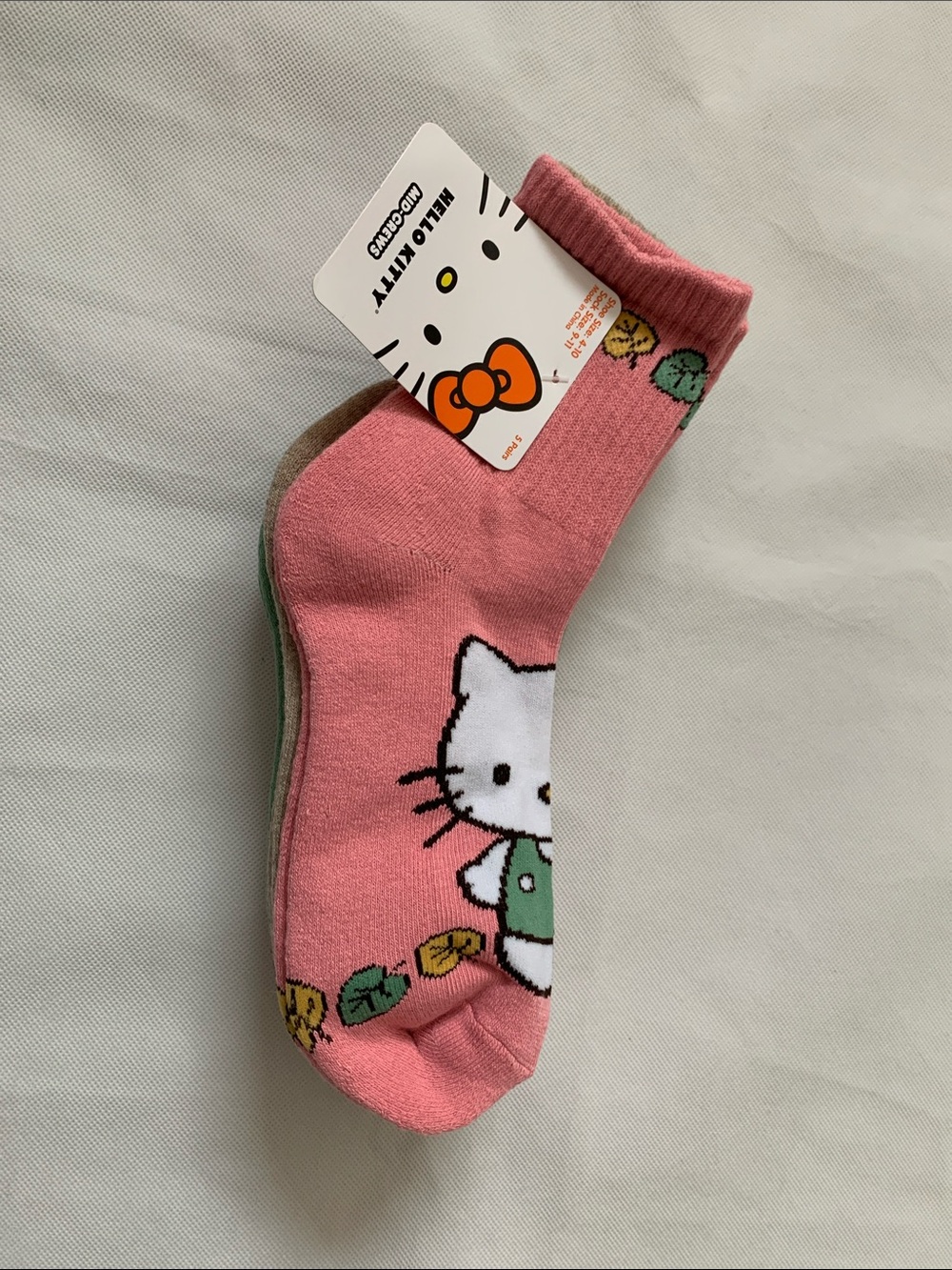 Sanrio Hello Kitty Pink Mid-crew Socks with Multicolor Pack of 5